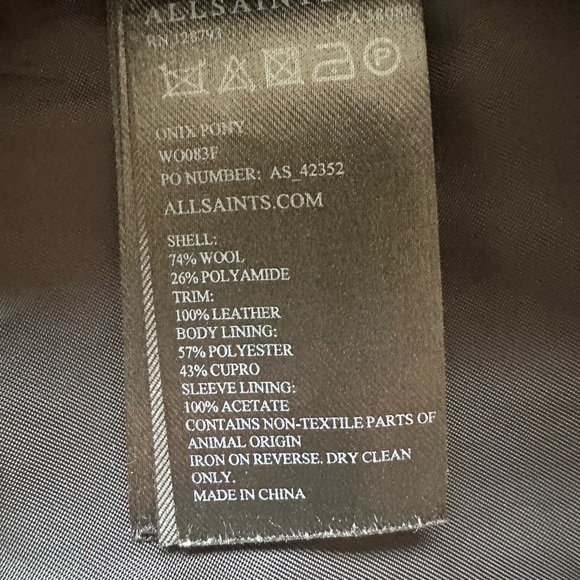 AllSaints Italian Cloth Coat with Pony Hair Trim - Size UK 6/US 2 - Picture 3 of 10